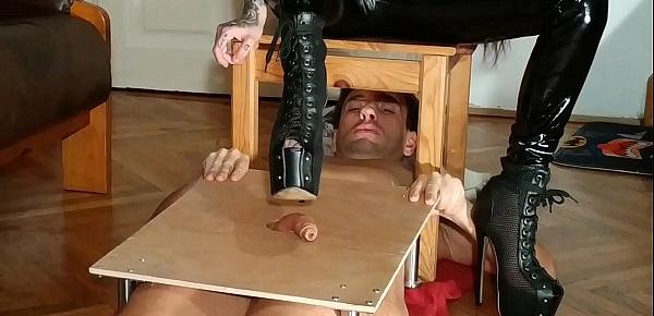  Domina cock stomping torture slave in stunning high heels pt2 HD